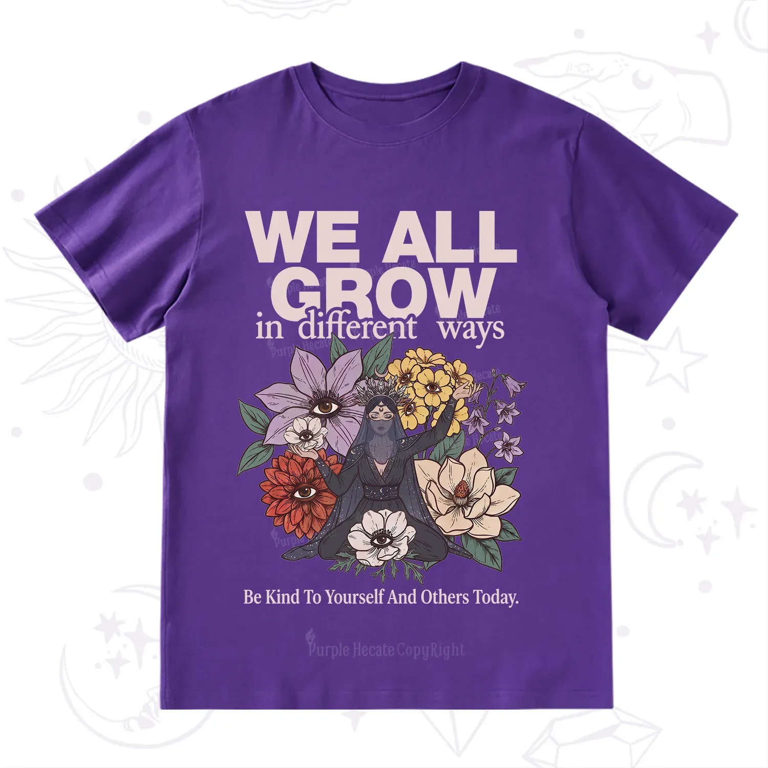Purplehecate We All Grow Different Ways Floral T-Shirt