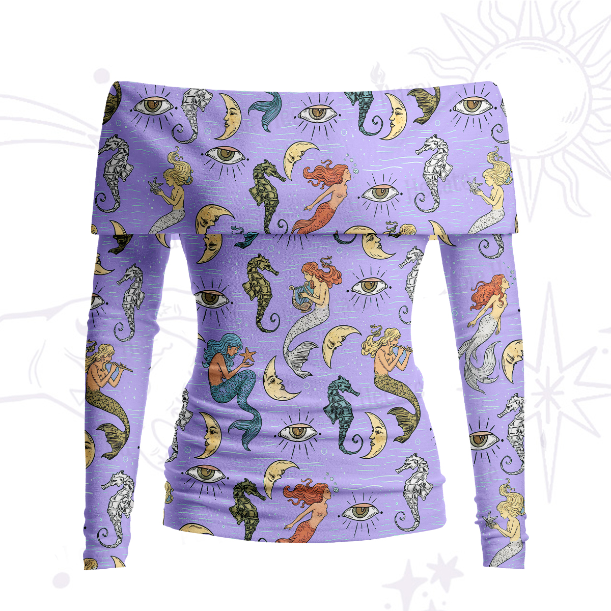 Purplehecate Mermaid Magic Off Shoulder Long Sleeve Knit Top