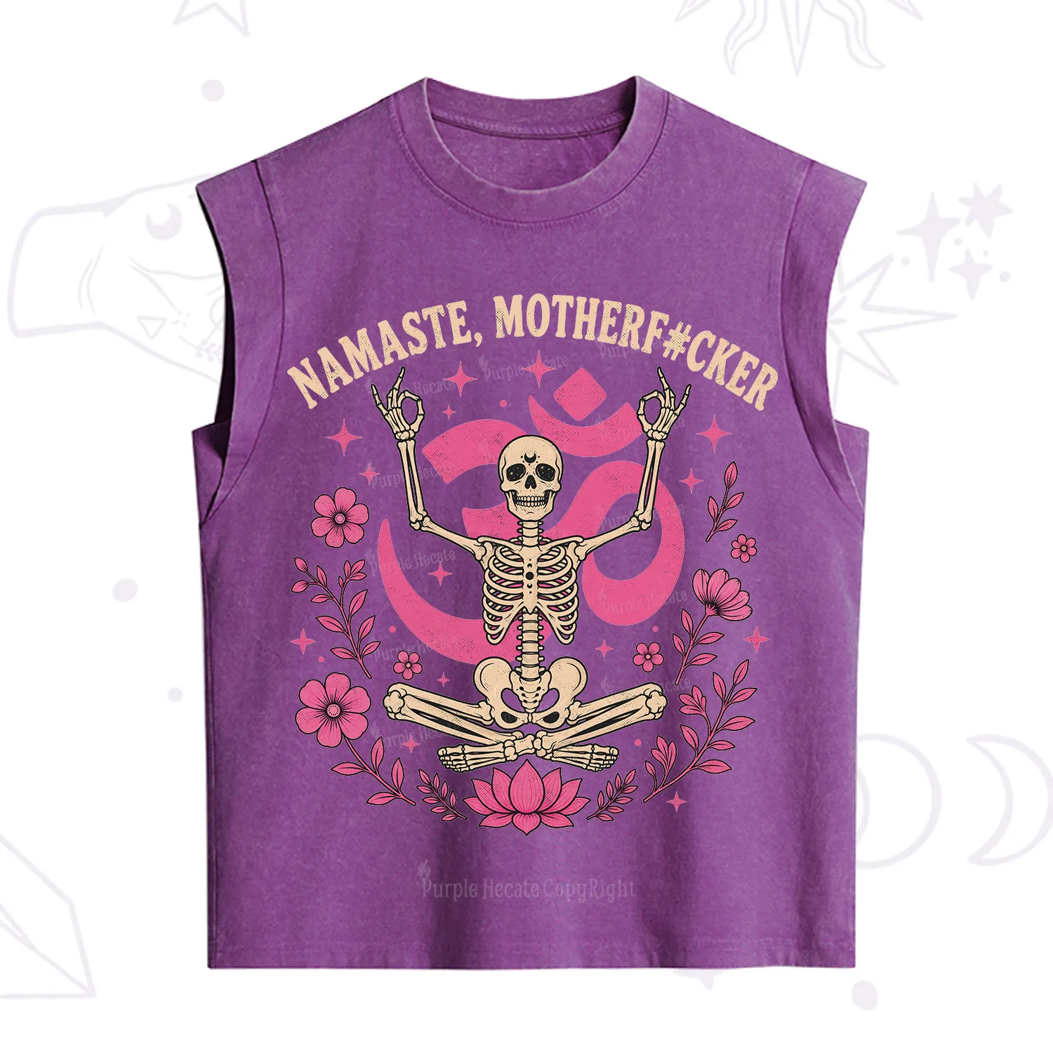 Purplehecate Namaste Motherf*cker Skeleton Vintage Washed Tank