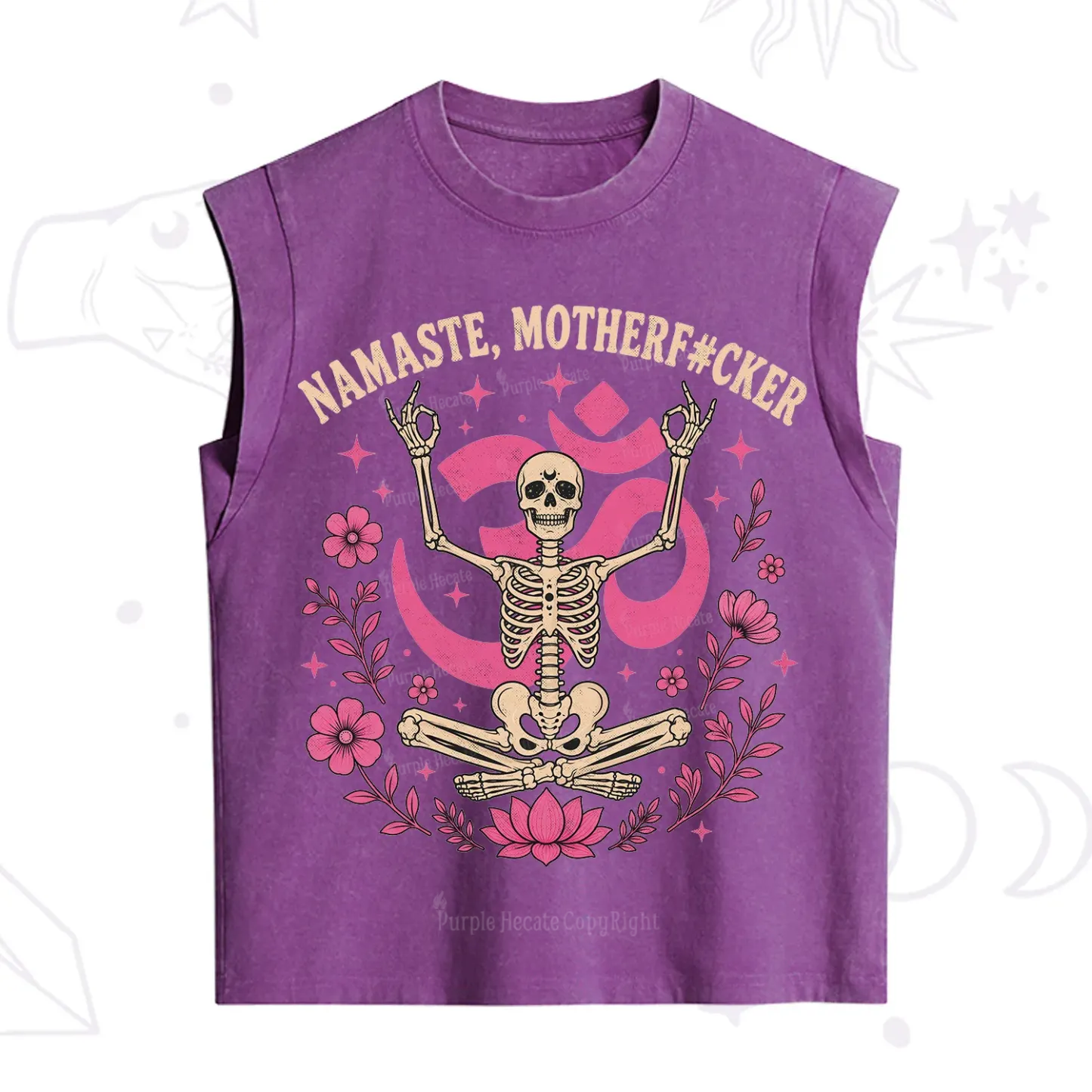 Purplehecate Namaste Motherf*cker Skeleton Vintage Washed Tank