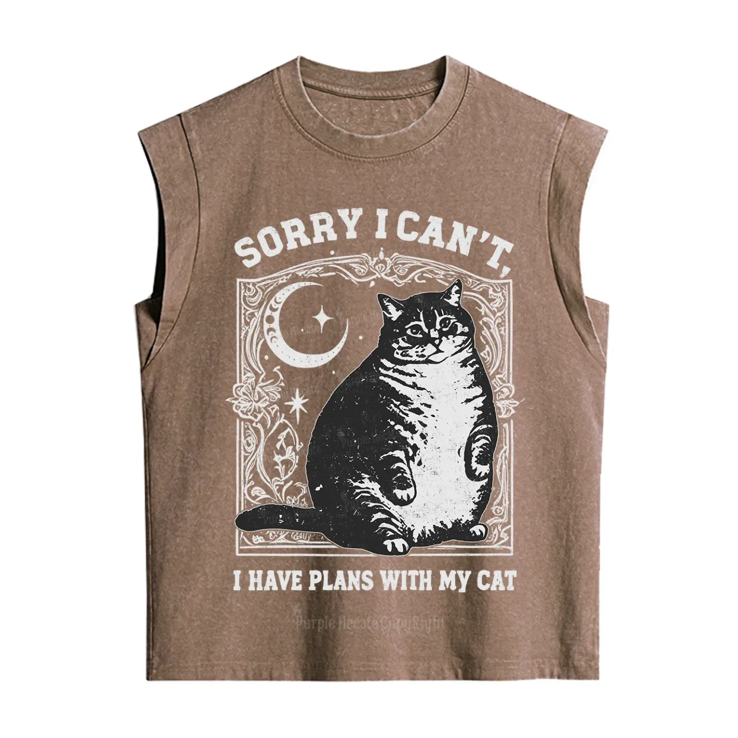 Purplehecate Sorry I Can't I Have Plans With My Cat Vintage Washed Tank
