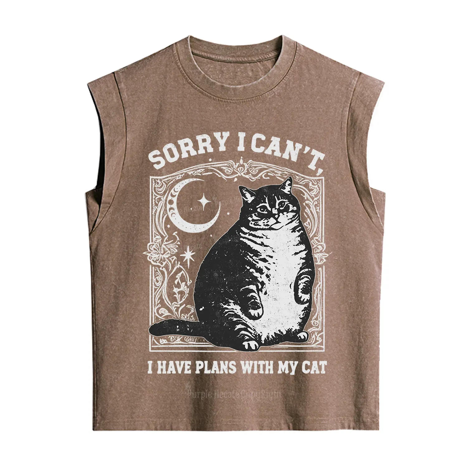 Purplehecate Sorry I Can't I Have Plans With My Cat Vintage Washed Tank