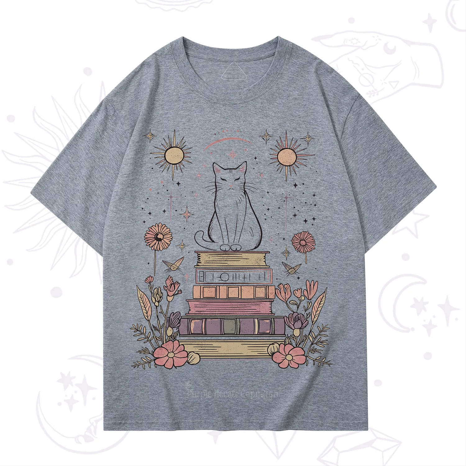 Purplehecate Mystical Cat Reading a Witchy Book T-Shirt