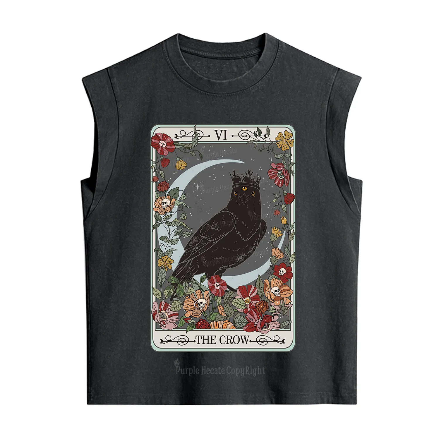 Purplehecate The Crow Tarot Card Vintage Washed Tank