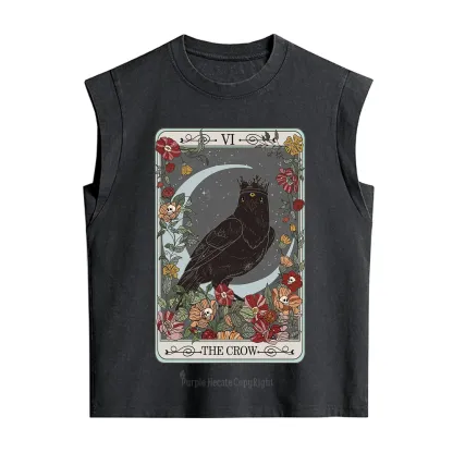 Purplehecate The Crow Tarot Card Vintage Washed Tank