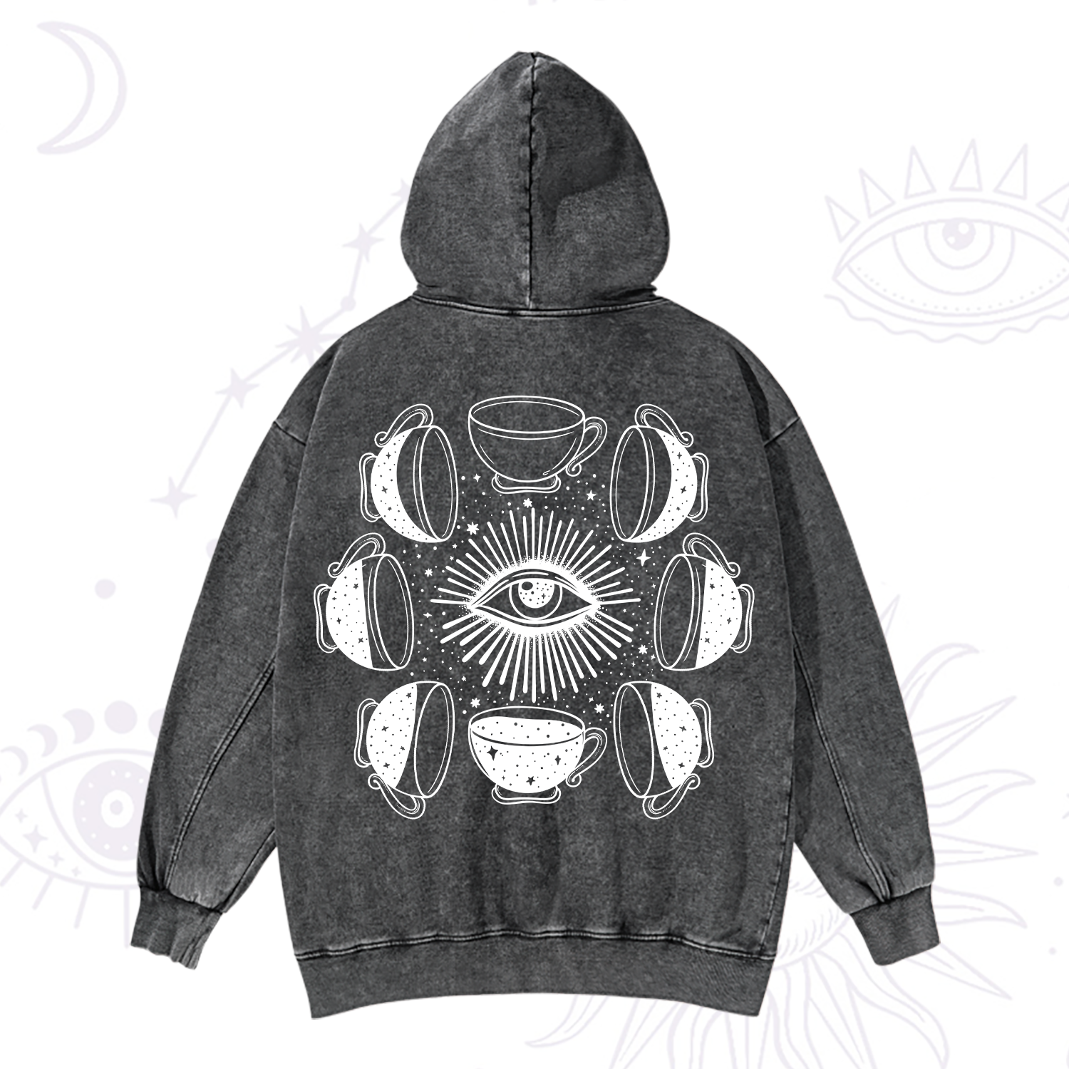 Purplehecate Moon Phase Coffee Washed Hoodie