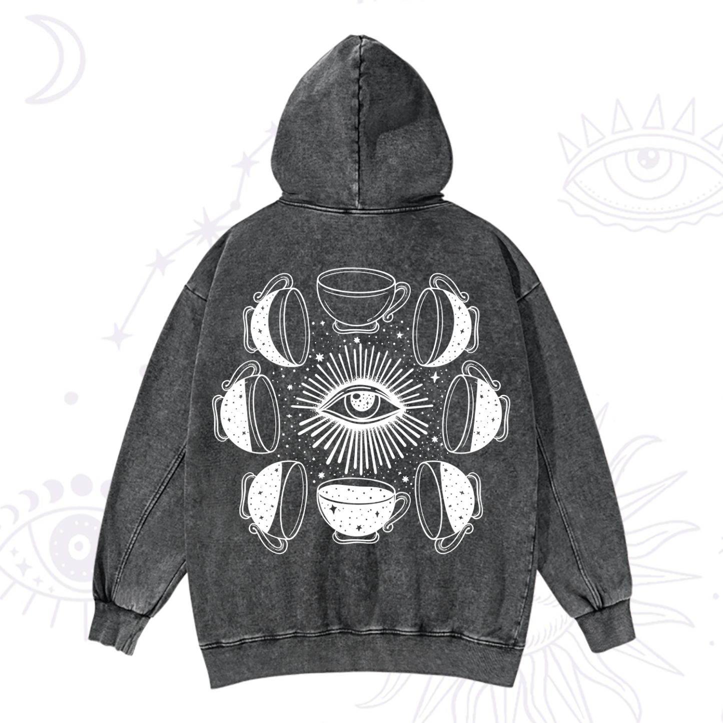 Magic Purplehecate Moon Phase Coffee Washed Hoodie