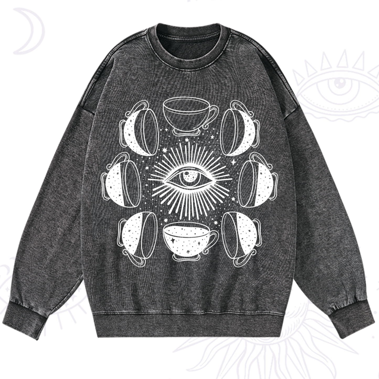 Magic Purplehecate Moon Phase Coffee Washed Sweatshirt