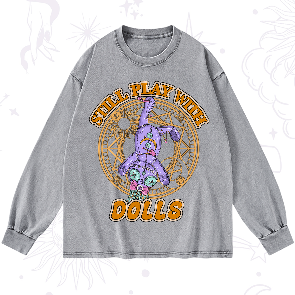 Purplehecate Still Plays With Dolls Washed Long Sleeve Shirt