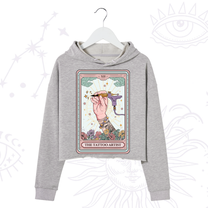 Purplehecate The Tattoo Artist Tarot Card Crop Hoodie