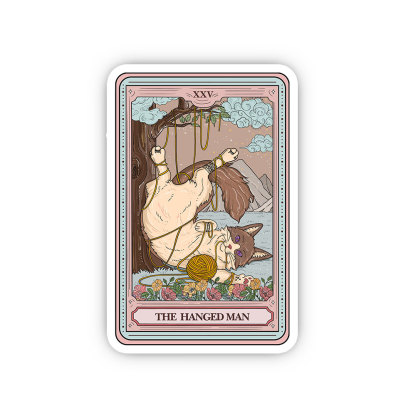 Purplehecate The Hanged Man Tarot Cat Sticker