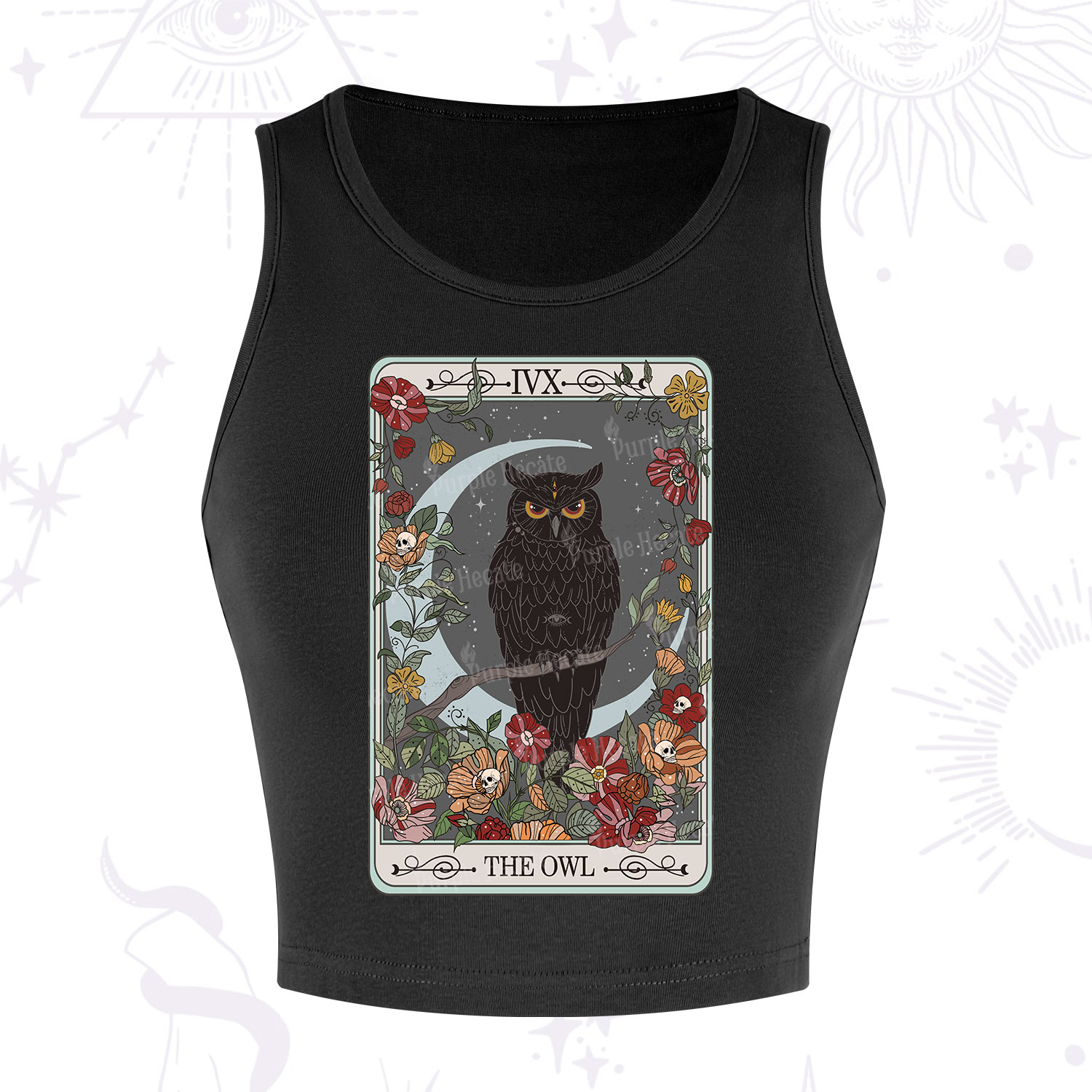 Purplehecate The Owl Tarot Crop Tank