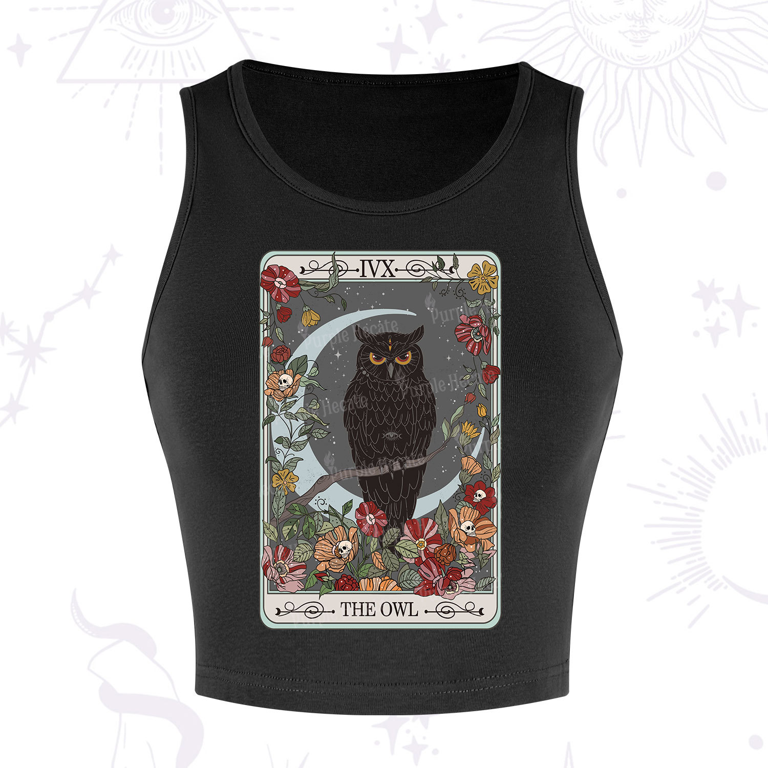 Purplehecate The Owl Tarot Crop Tank