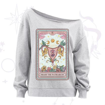 Purplehecate The Smash the Patriarchy Tarot Off The Shoulder Sweatshirt