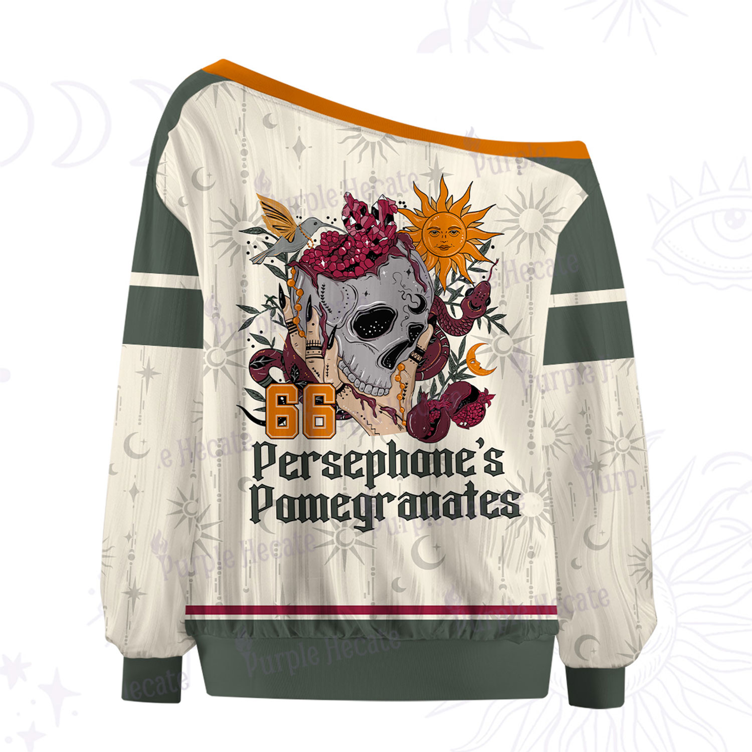 Purplehecate Persephone's Pomegranates Off The Shoulder Graphic Jersey