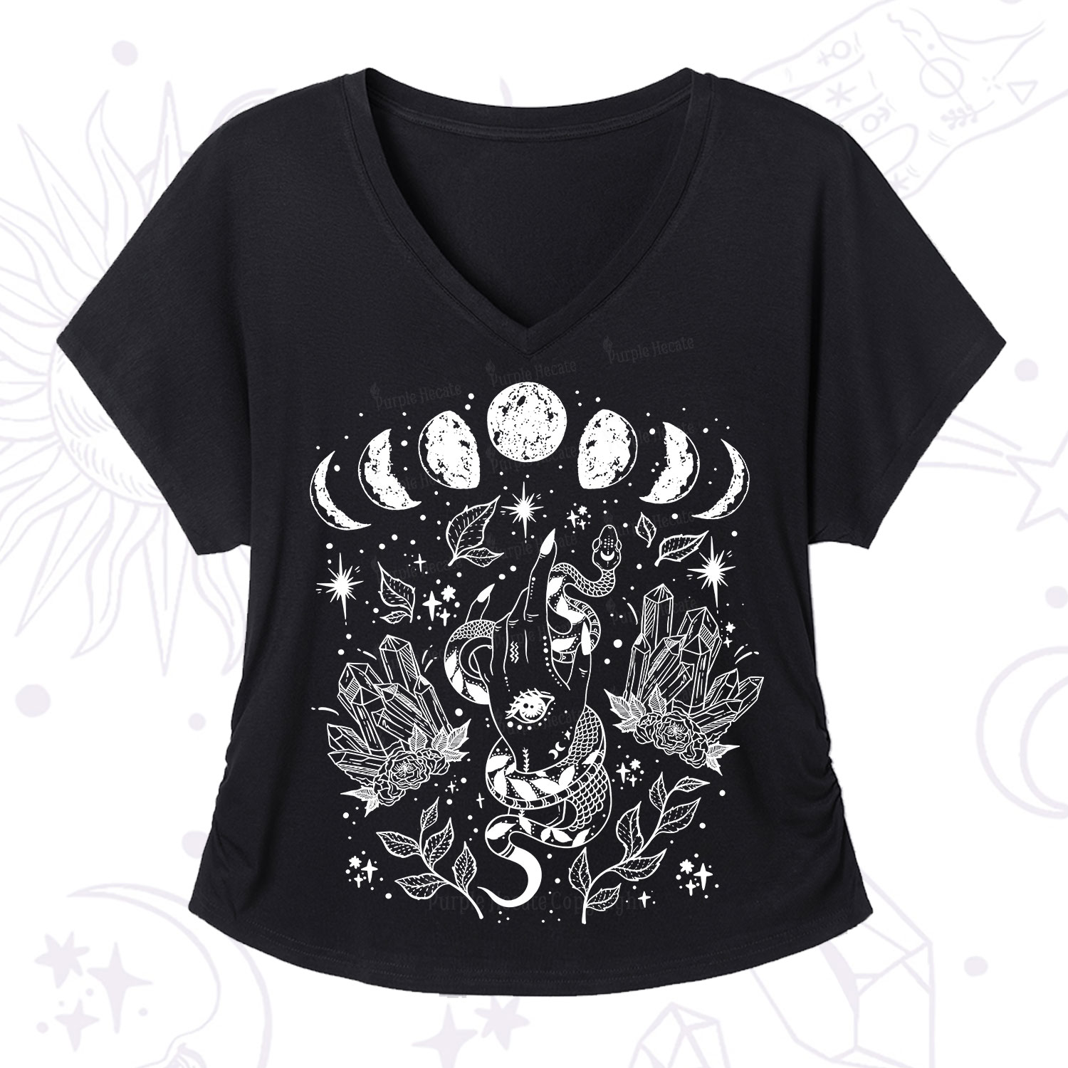 Purplehecate Reach For The Moon V-Neck T-Shirt