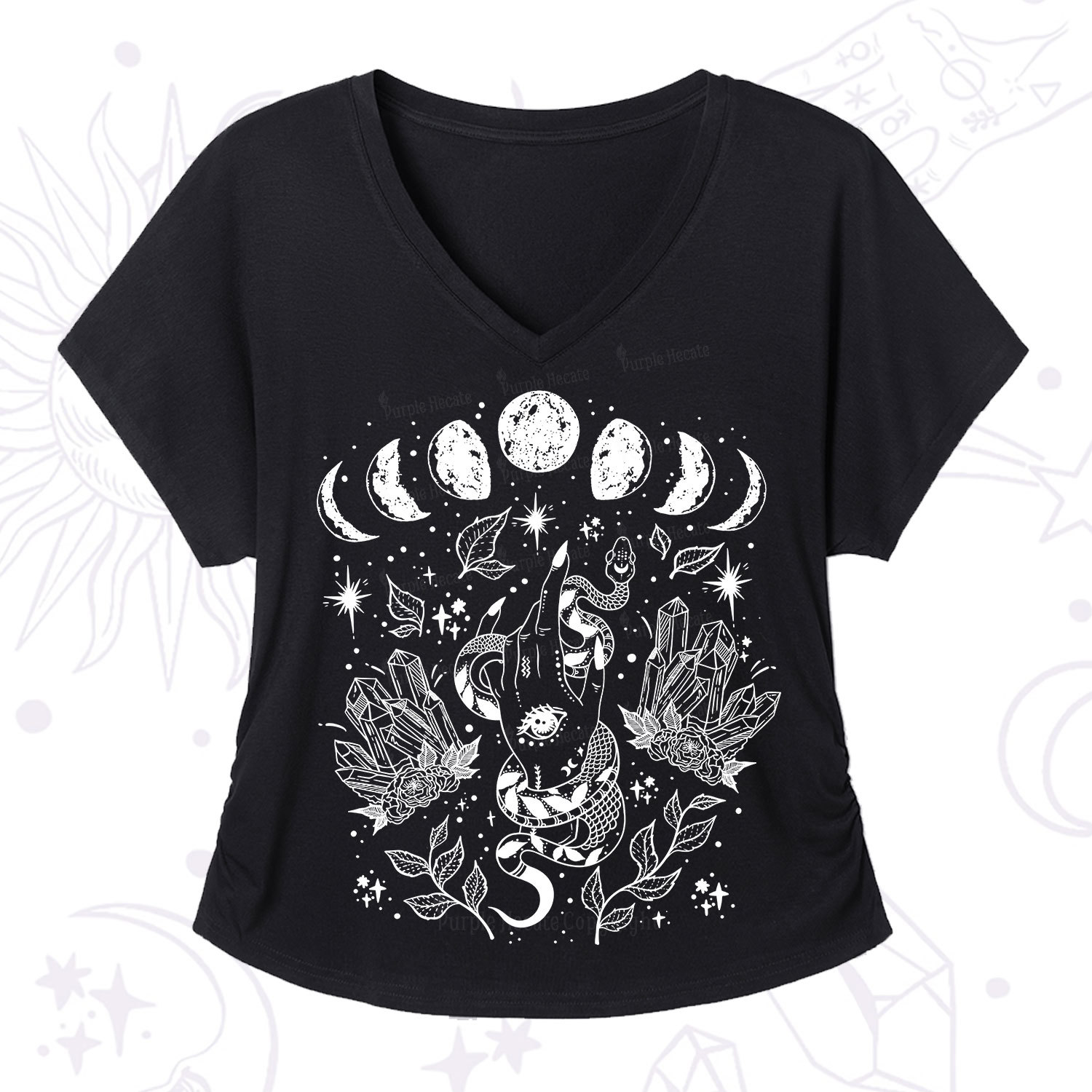 Purplehecate Reach For The Moon V-Neck T-Shirt