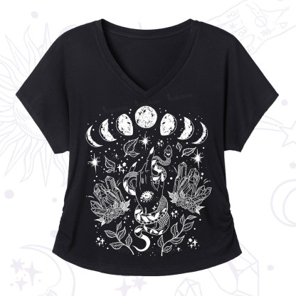 Purplehecate Reach For The Moon V-Neck T-Shirt