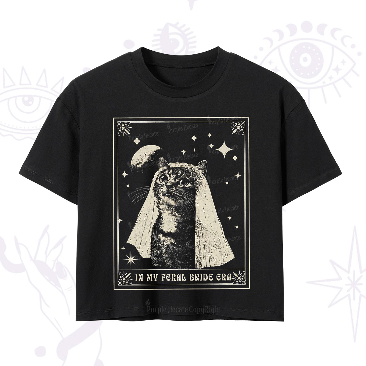 Purplehecate Cat In My Feral Bride Era Bachelorette Crop T-Shirt