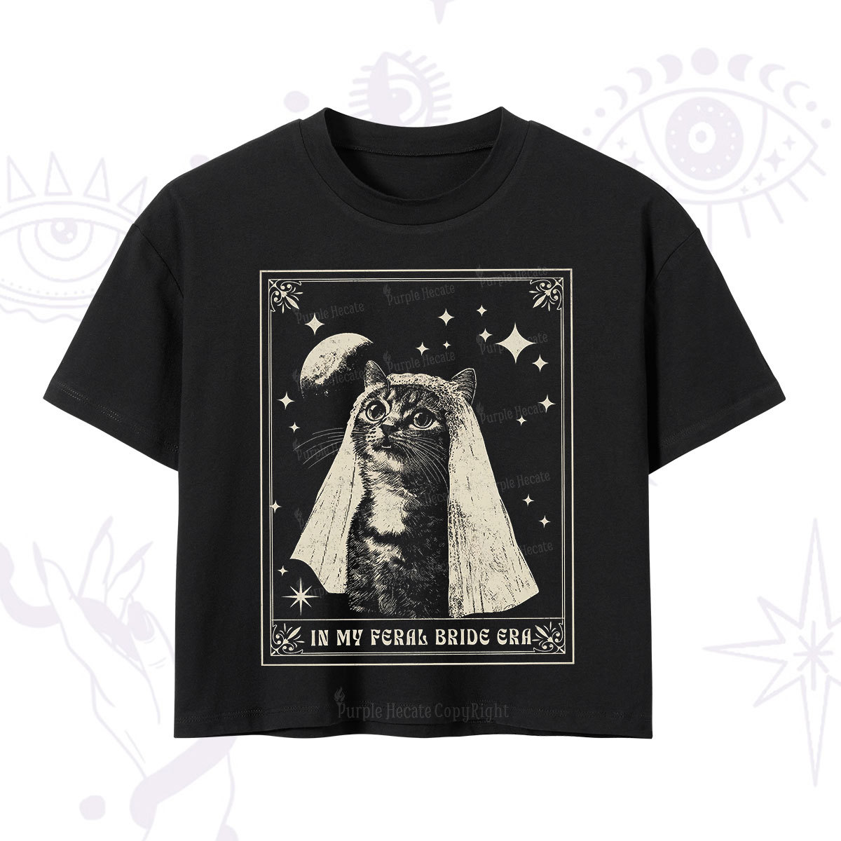 Purplehecate Cat In My Feral Bride Era Bachelorette Crop T-Shirt