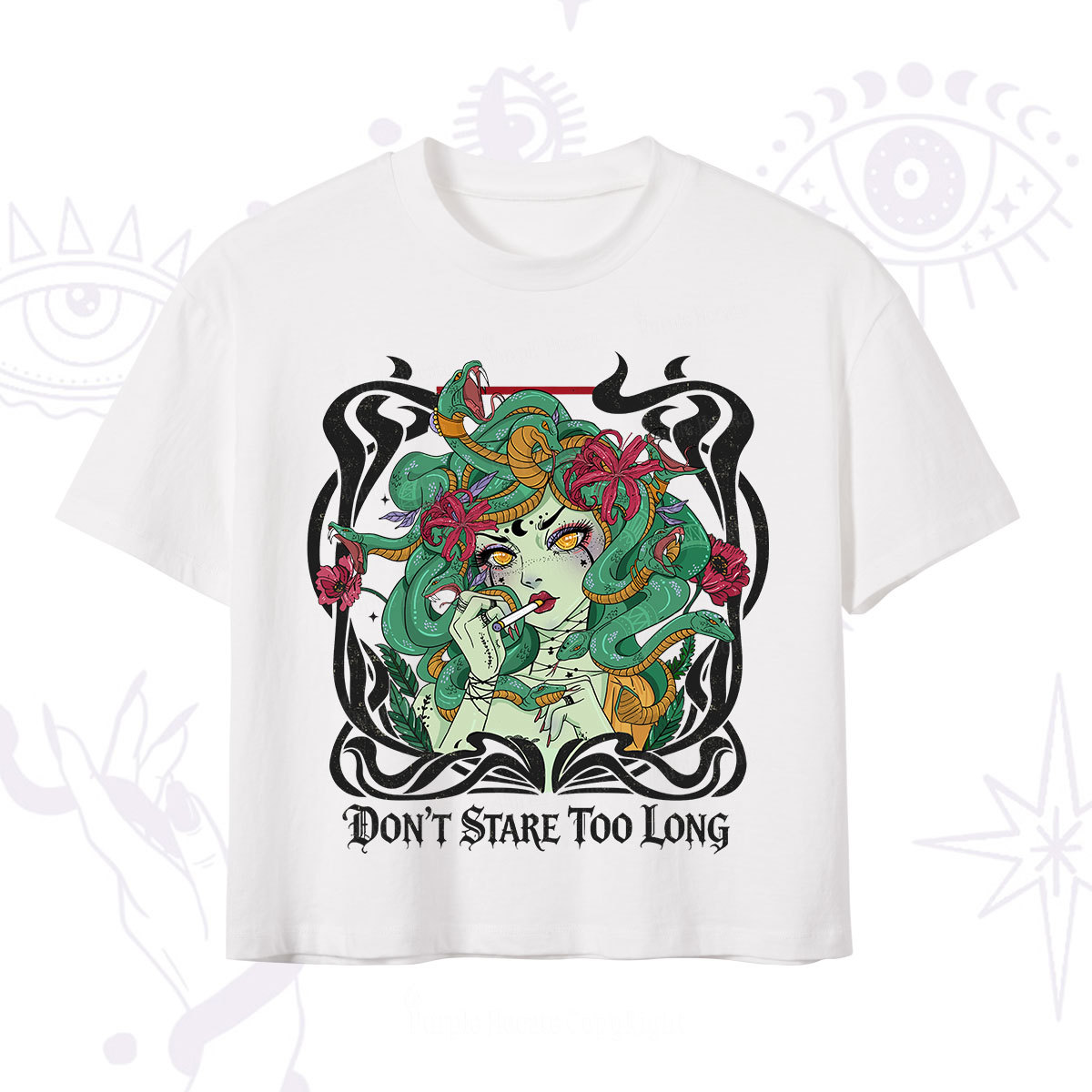 Purplehecate Don't Stare Too Long Crop T-Shirt
