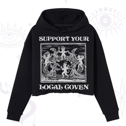Purplehecate Support Your Local Coven Crop Hoodie
