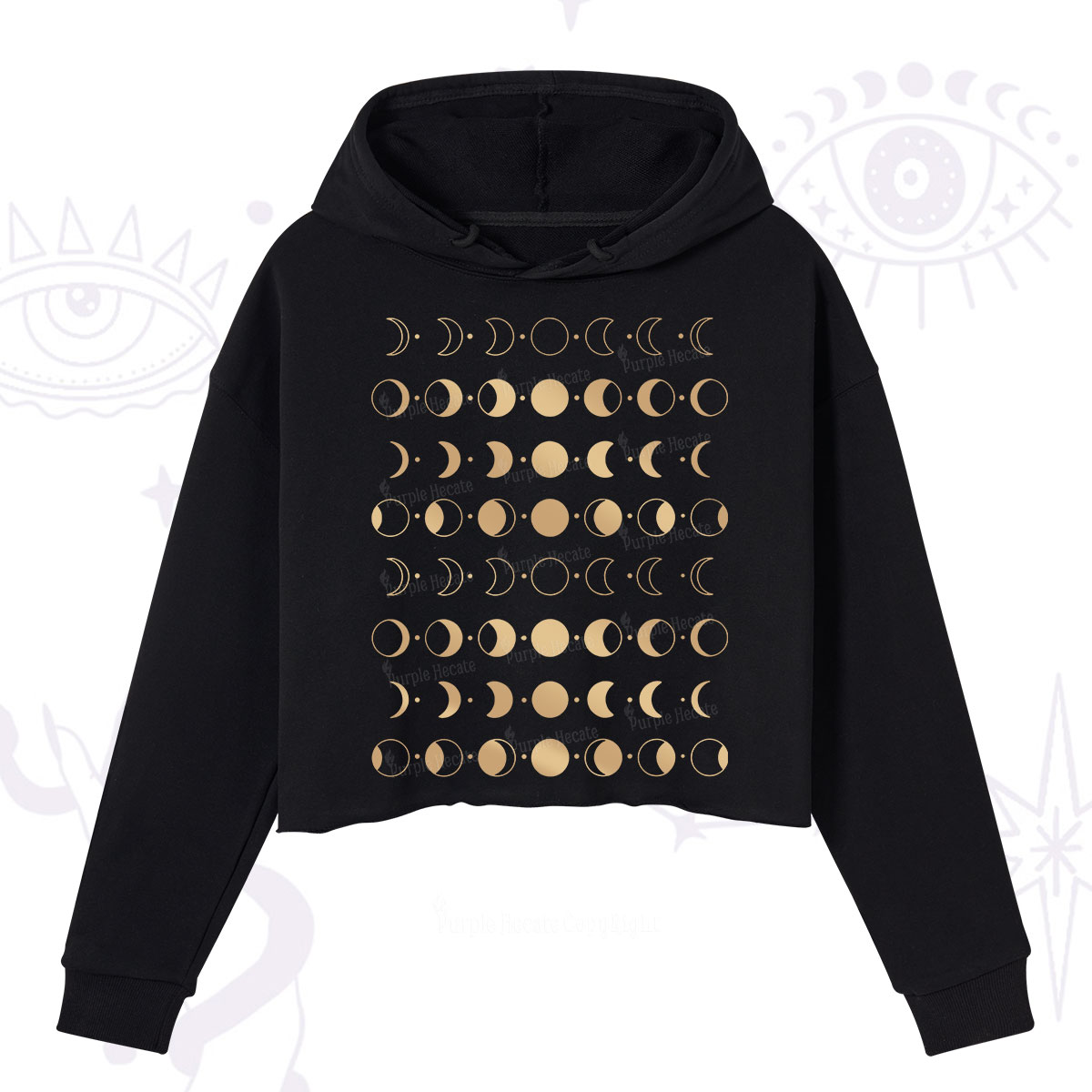 Purplehecate Phases Of Moon Crop Hoodie