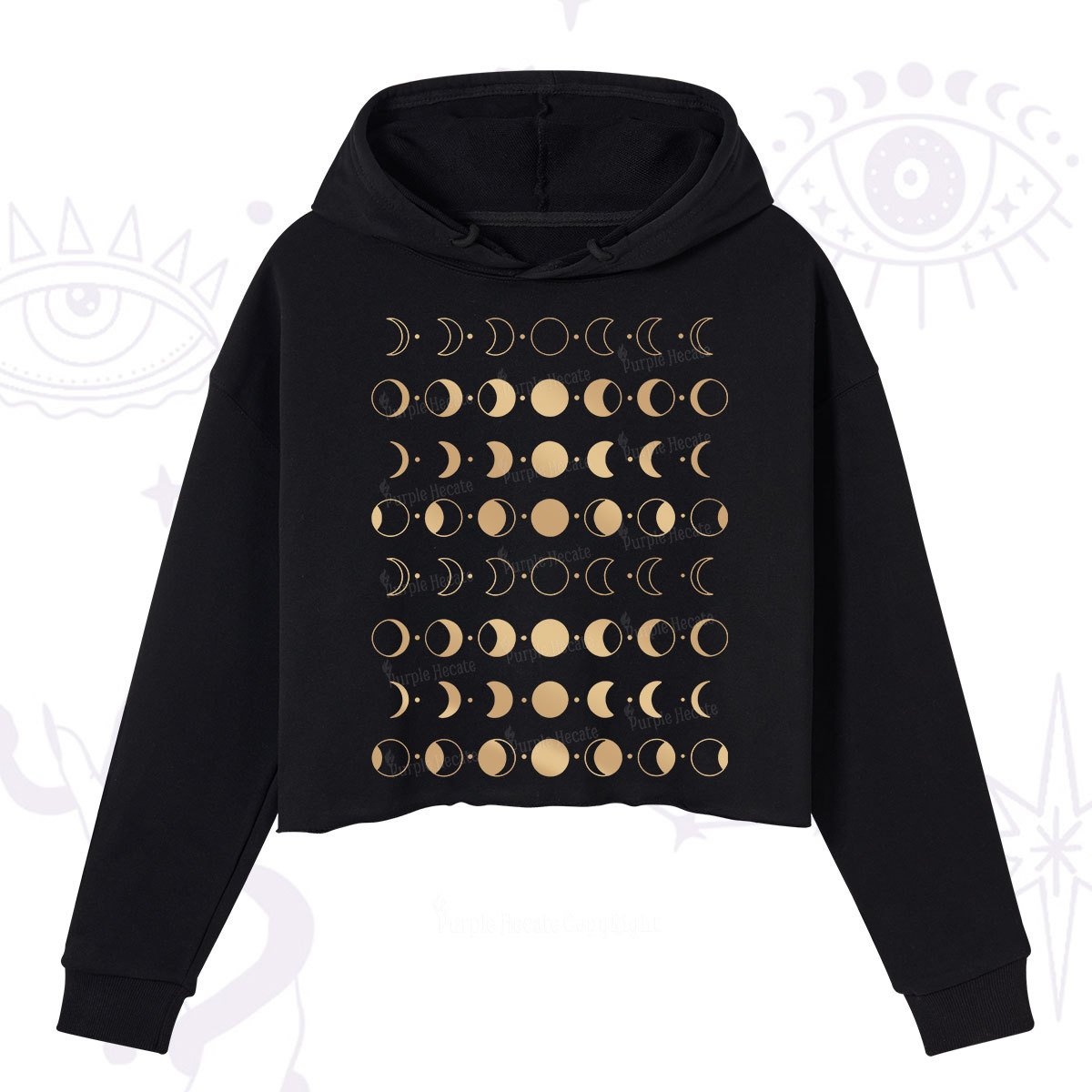 Purplehecate Phases Of Moon Crop Hoodie