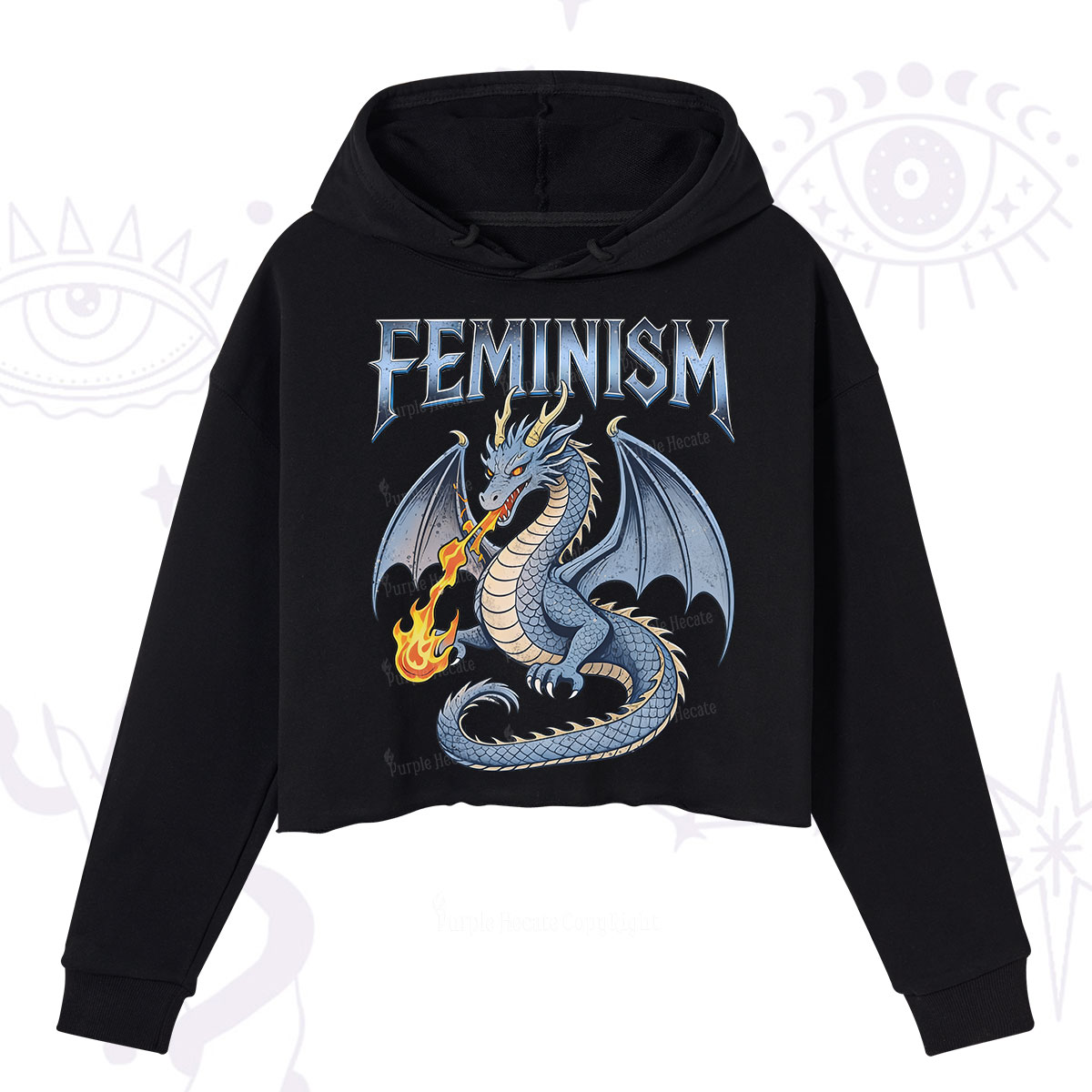 Purplehecate Feminism Dragon Fantasy Crop Hoodie