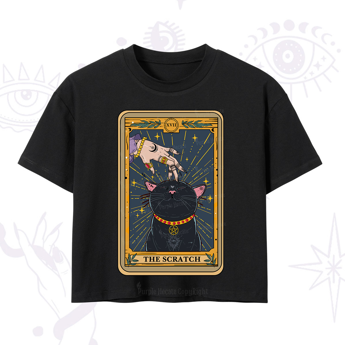 Purplehecate The Scratch Cat Tarot Crop T-Shirt