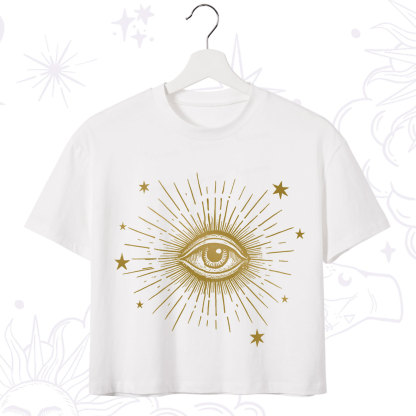 Purplehecate Celestial Eye with Stars Crop T-Shirt