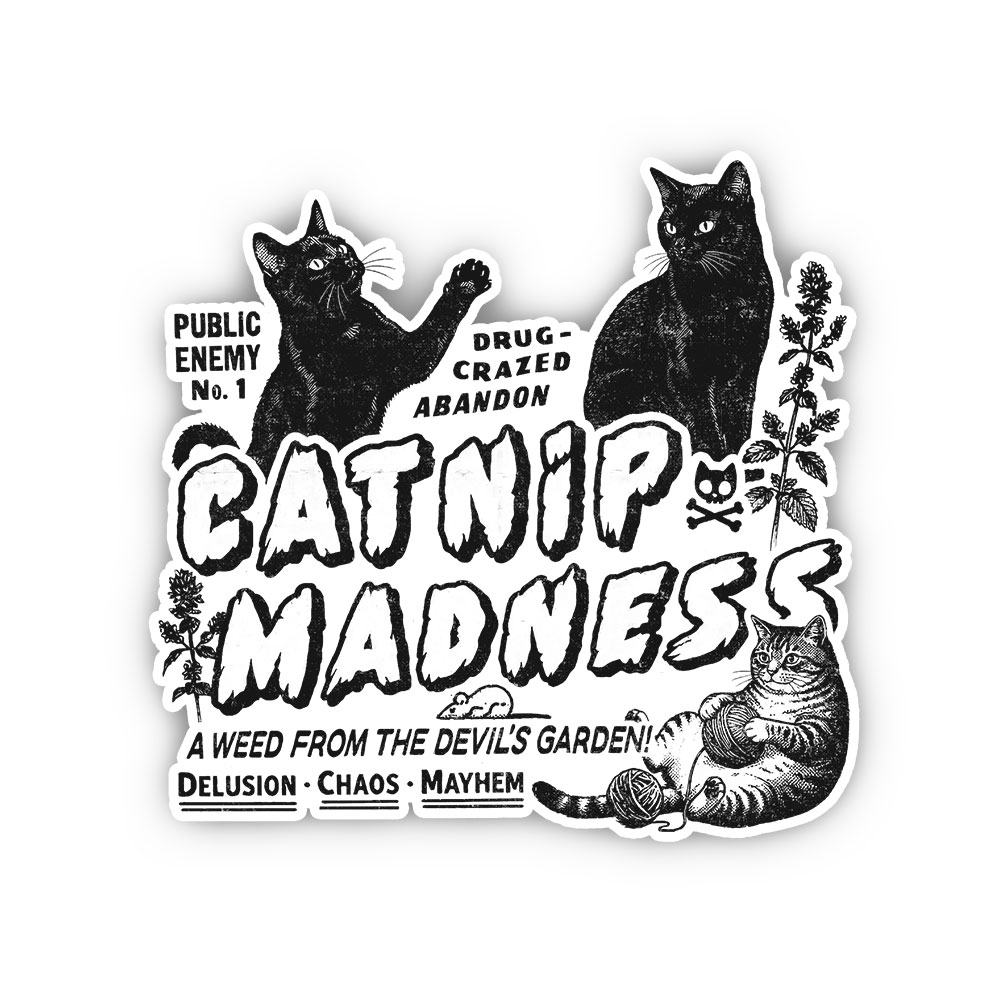 Purplehecate Catnip Madness Cute Cat Sticker