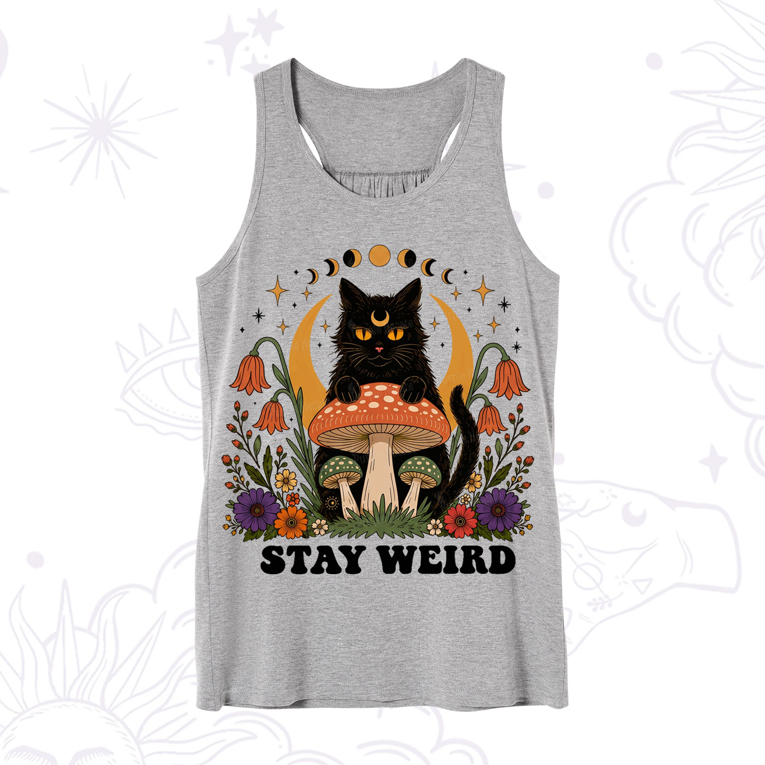 Purplehecate Stay Weird Black Cat Tank