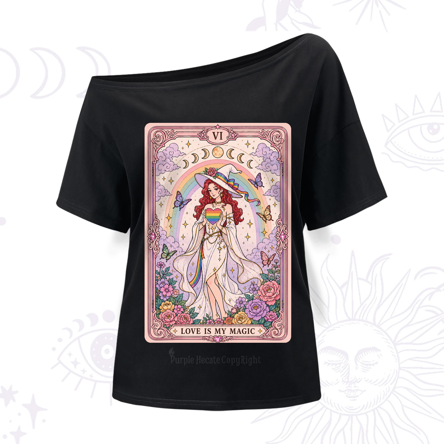 Purplehecate The Love Is My Magic Tarot Pride One Shoulder T-Shirt