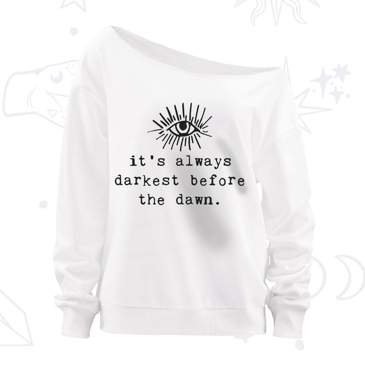 Purplehecate It's Always Darkest Before Dawn Off The Shoulder Sweatshirt
