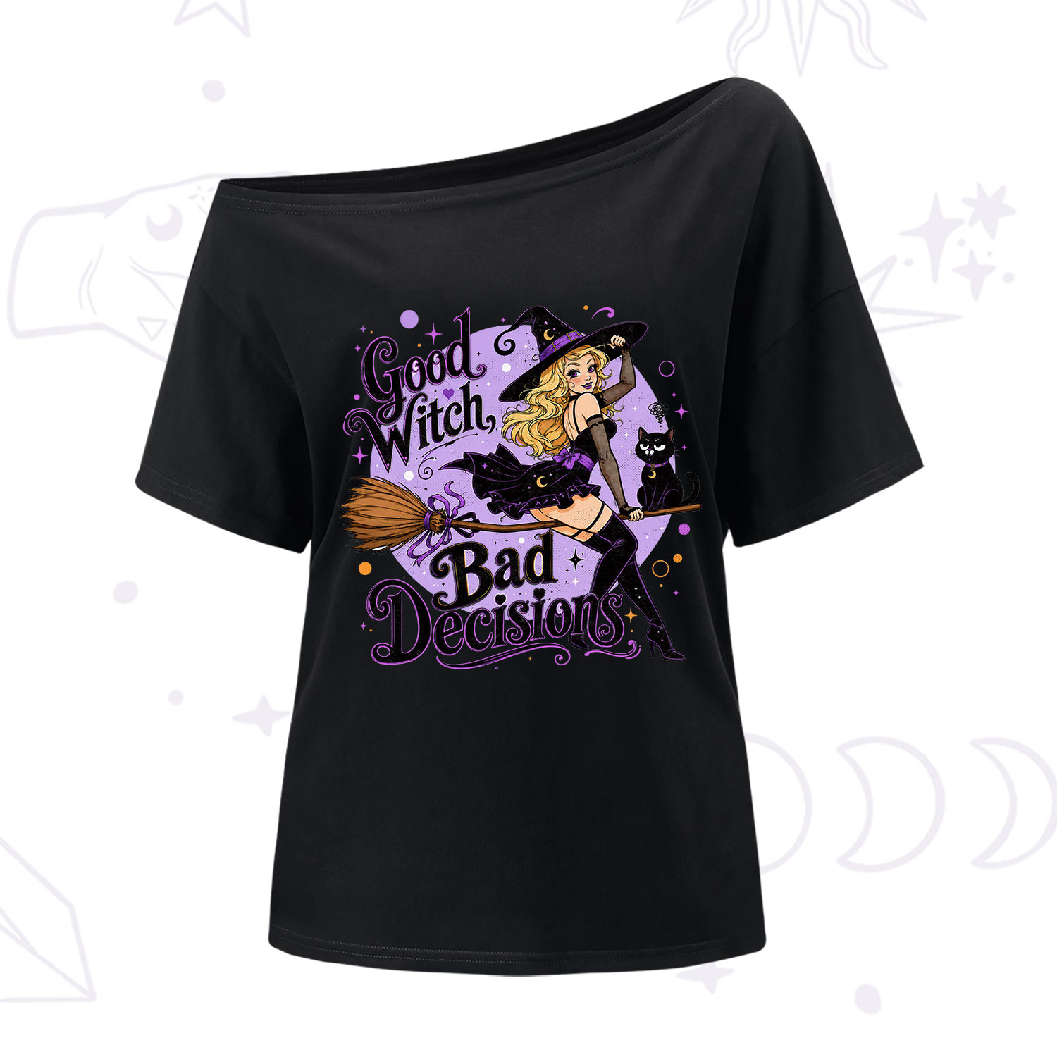 Purplehecate Good Witch Bad Decisions One Shoulder T-Shirt