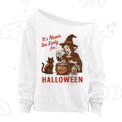 Purplehecate Never too Early for Halloween Off The Shoulder Sweatshirt