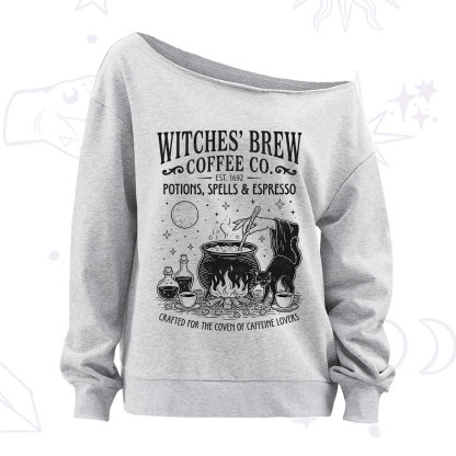 Purplehecate Witches' Brew Coffee Club Off The Shoulder Sweatshirt