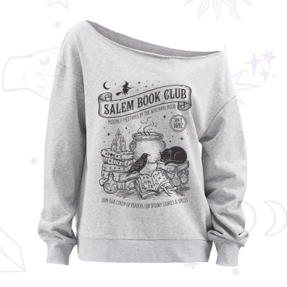 Purplehecate Salem Witch Book Club Off The Shoulder Sweatshirt