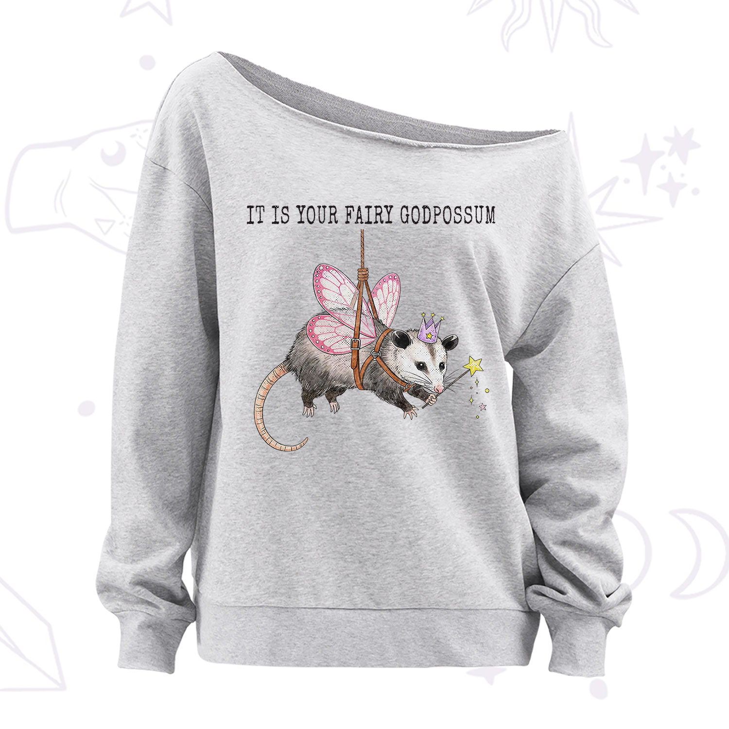 Purplehecate It Is Your Fairy Godpossum Off The Shoulder Sweatshirt