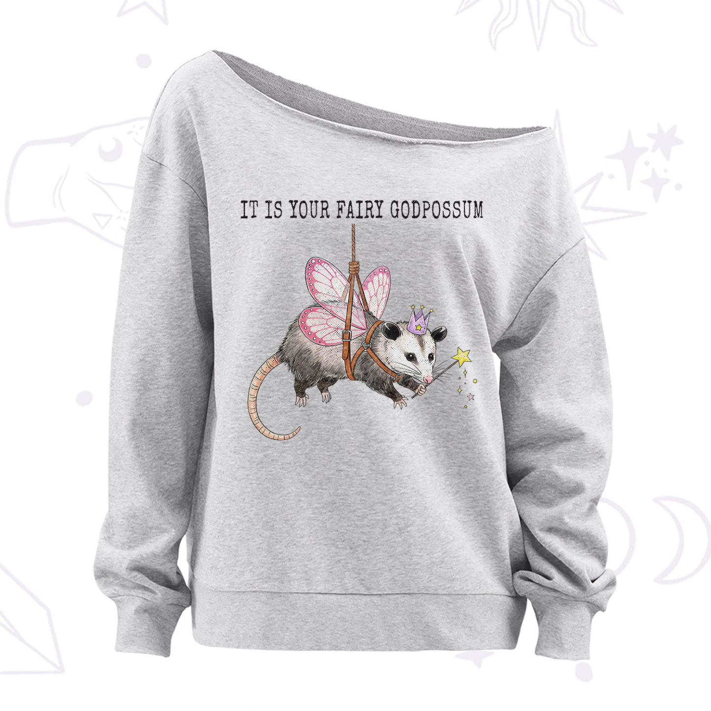 Purplehecate It Is Your Fairy Godpossum Off The Shoulder Sweatshirt