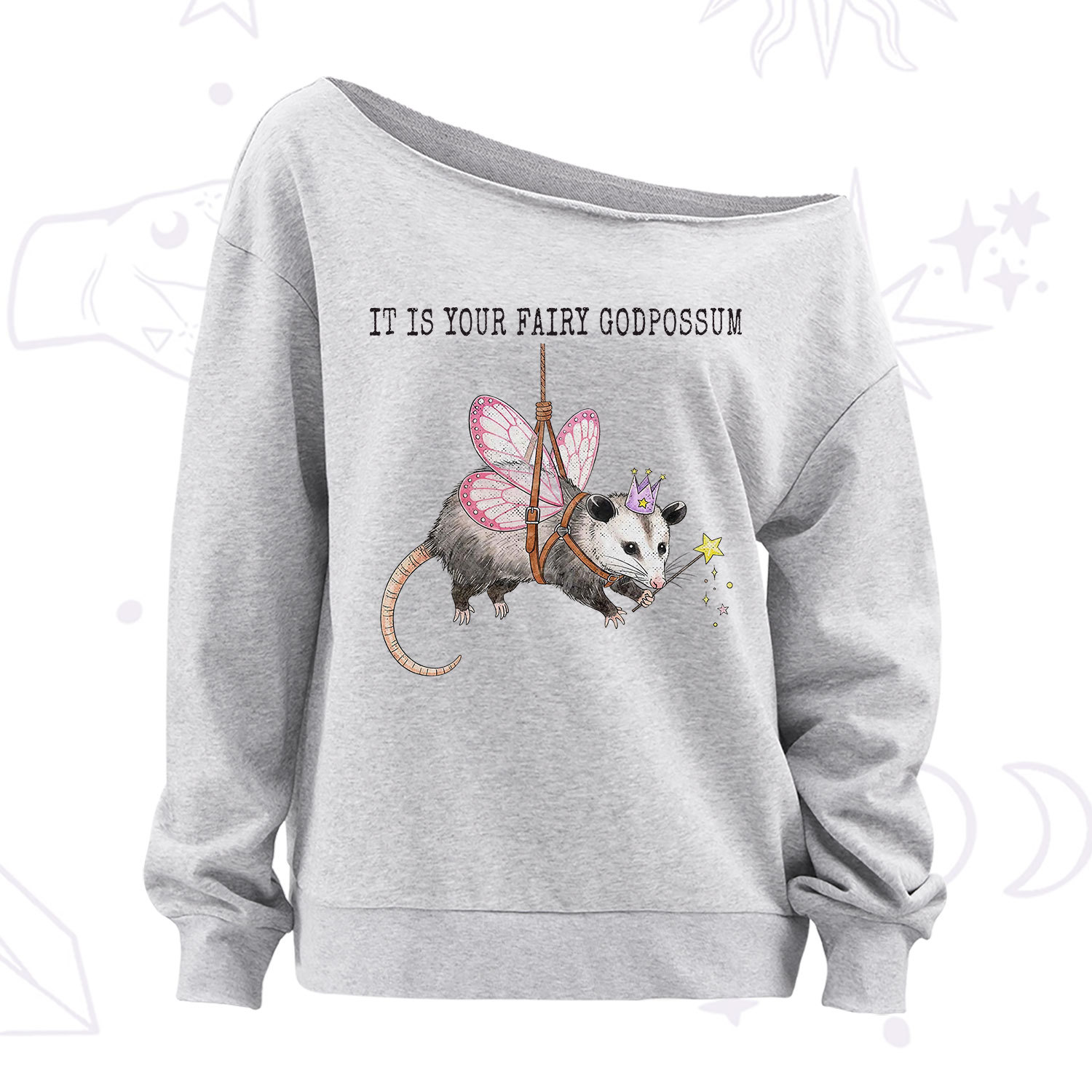 Purplehecate It Is Your Fairy Godpossum Off The Shoulder Sweatshirt