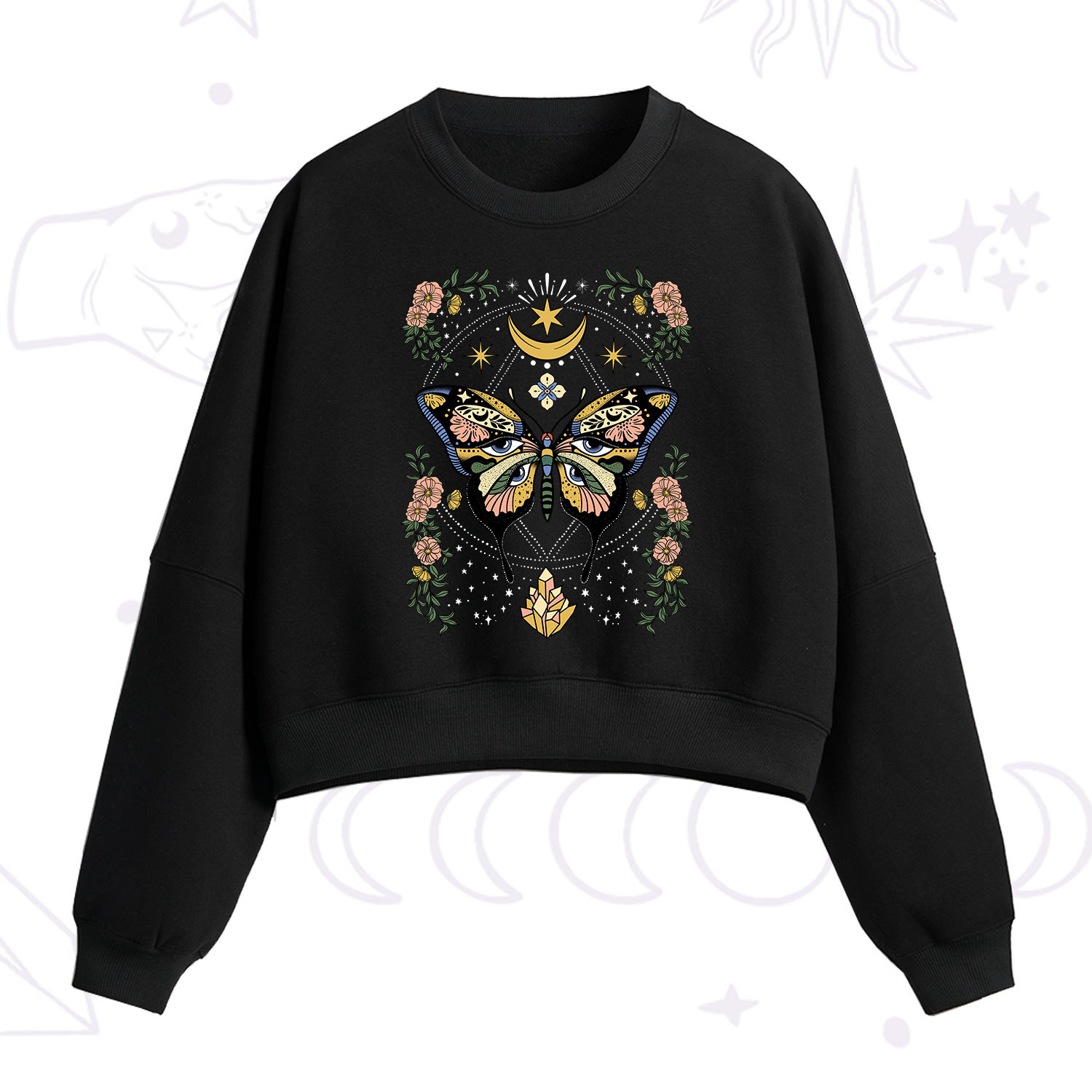 Purplehecate I Am Opening Crop Sweatshirt