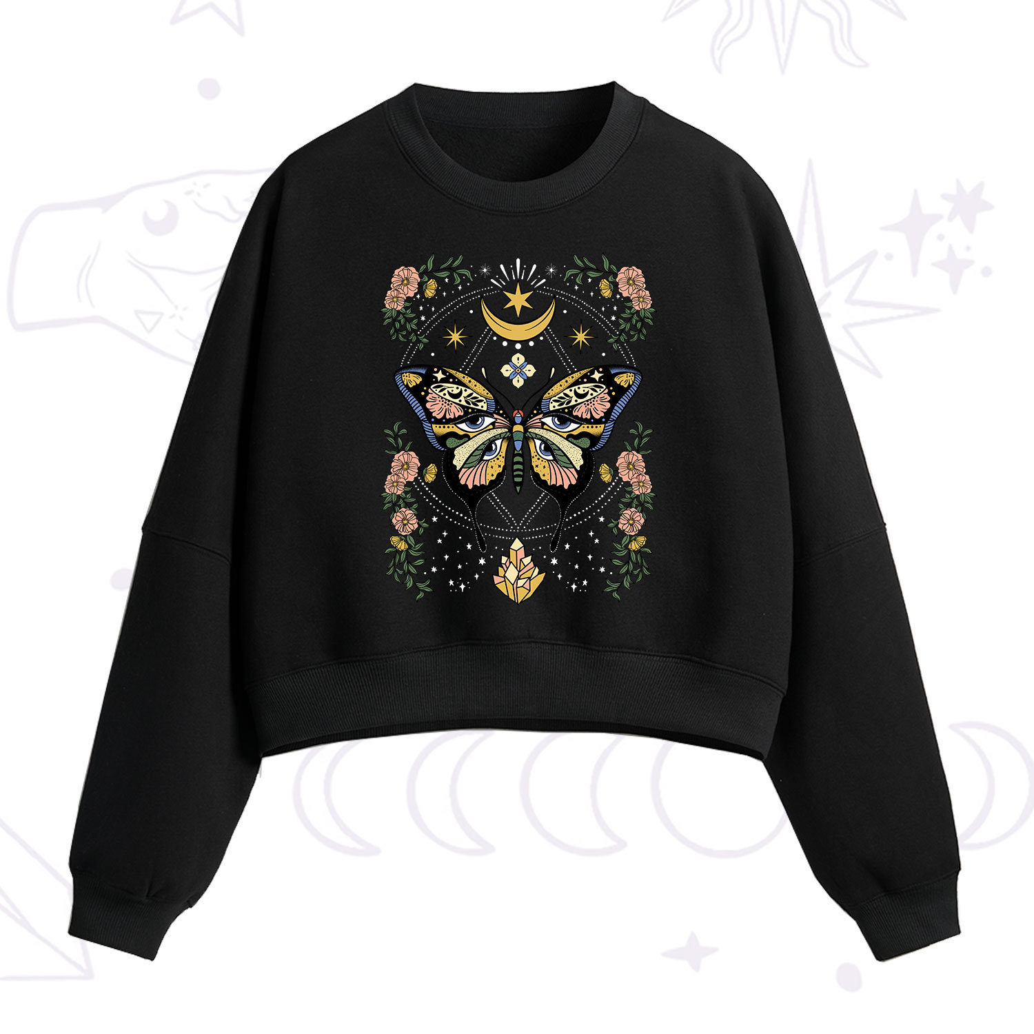 Purplehecate I Am Opening Crop Sweatshirt