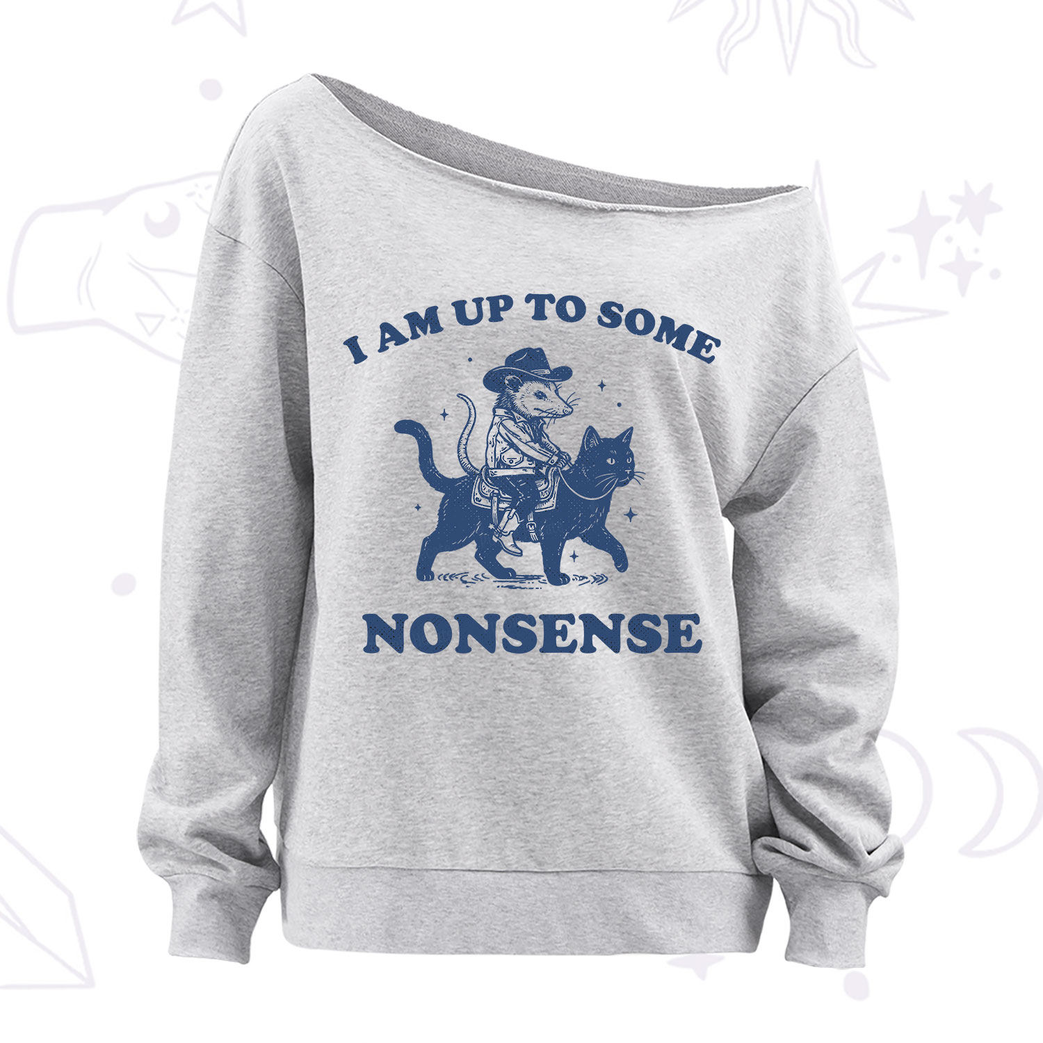 Purplehecate I Am Up To Some Nonsense Opossum Off The Shoulder Sweatshirt