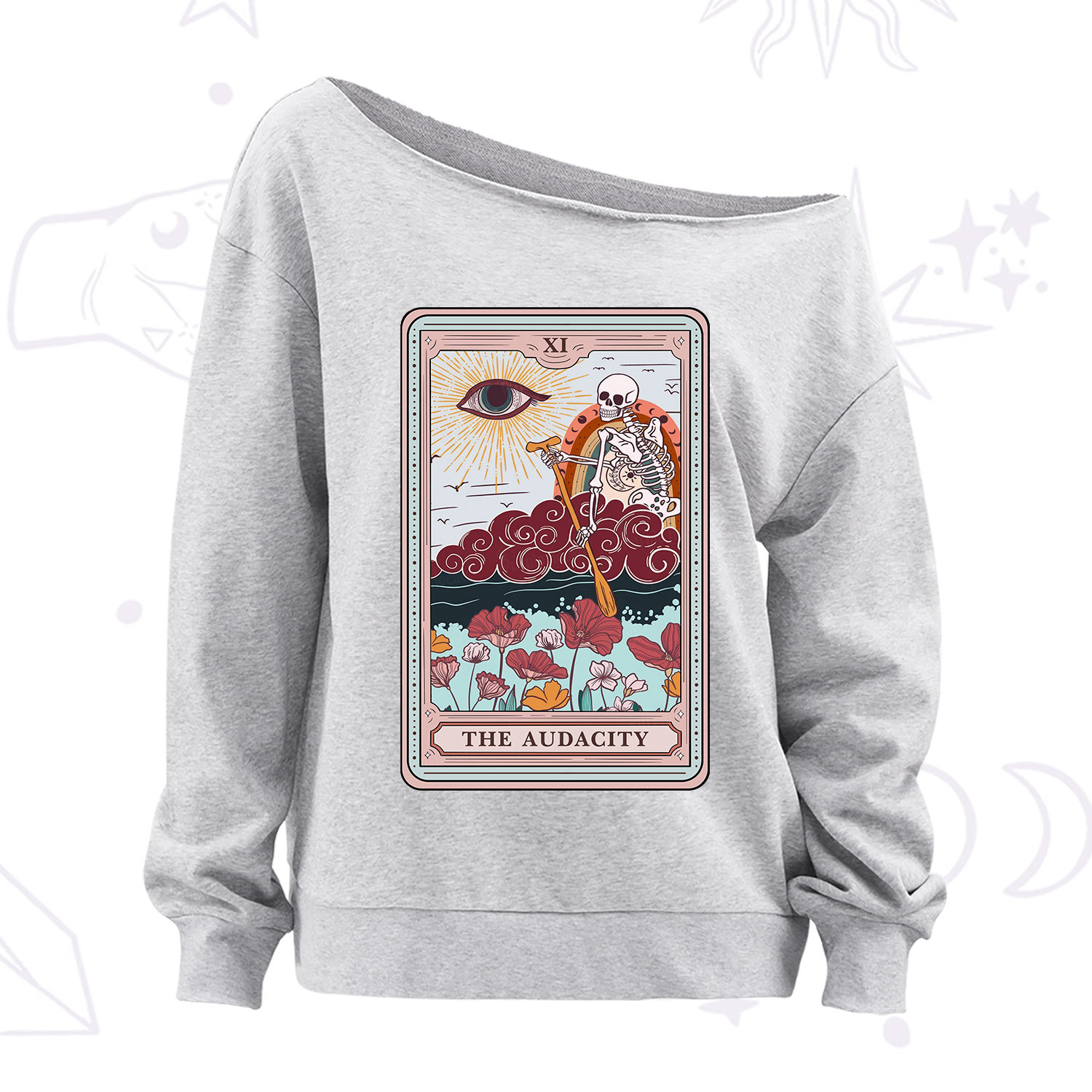 Purplehecate The Audacity Tarot Card Off The Shoulder Sweatshirt