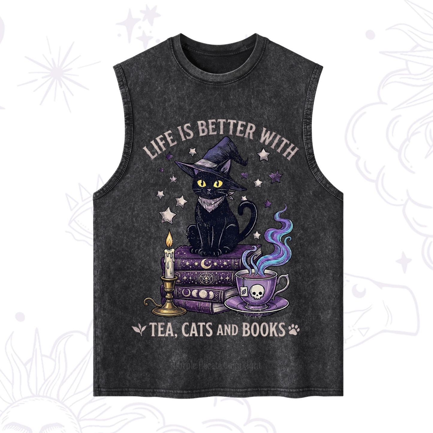 Purplehecate Life Is Better With Cats And Books Washed Tank