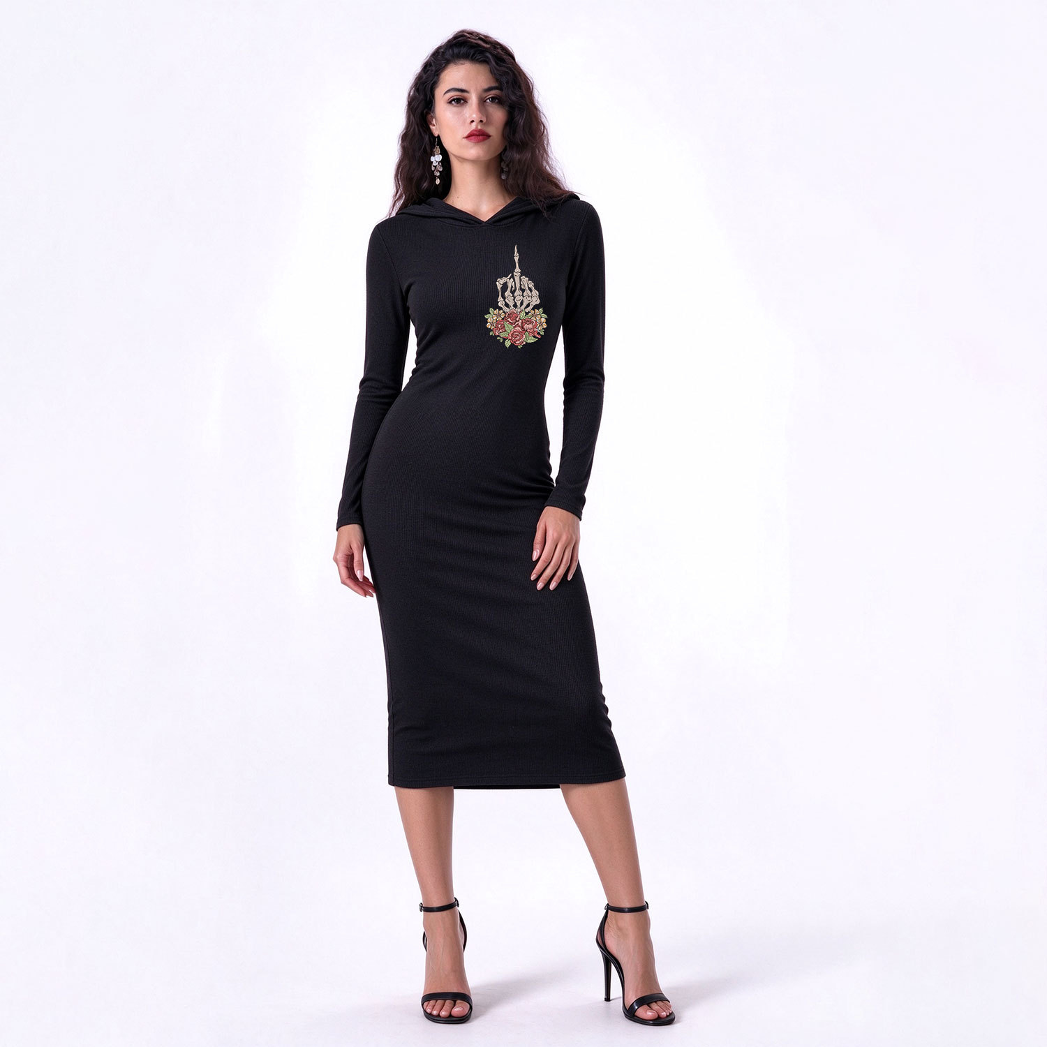 Purplehecate The Zero Of Fucks Tarot Hooded Knit Dress