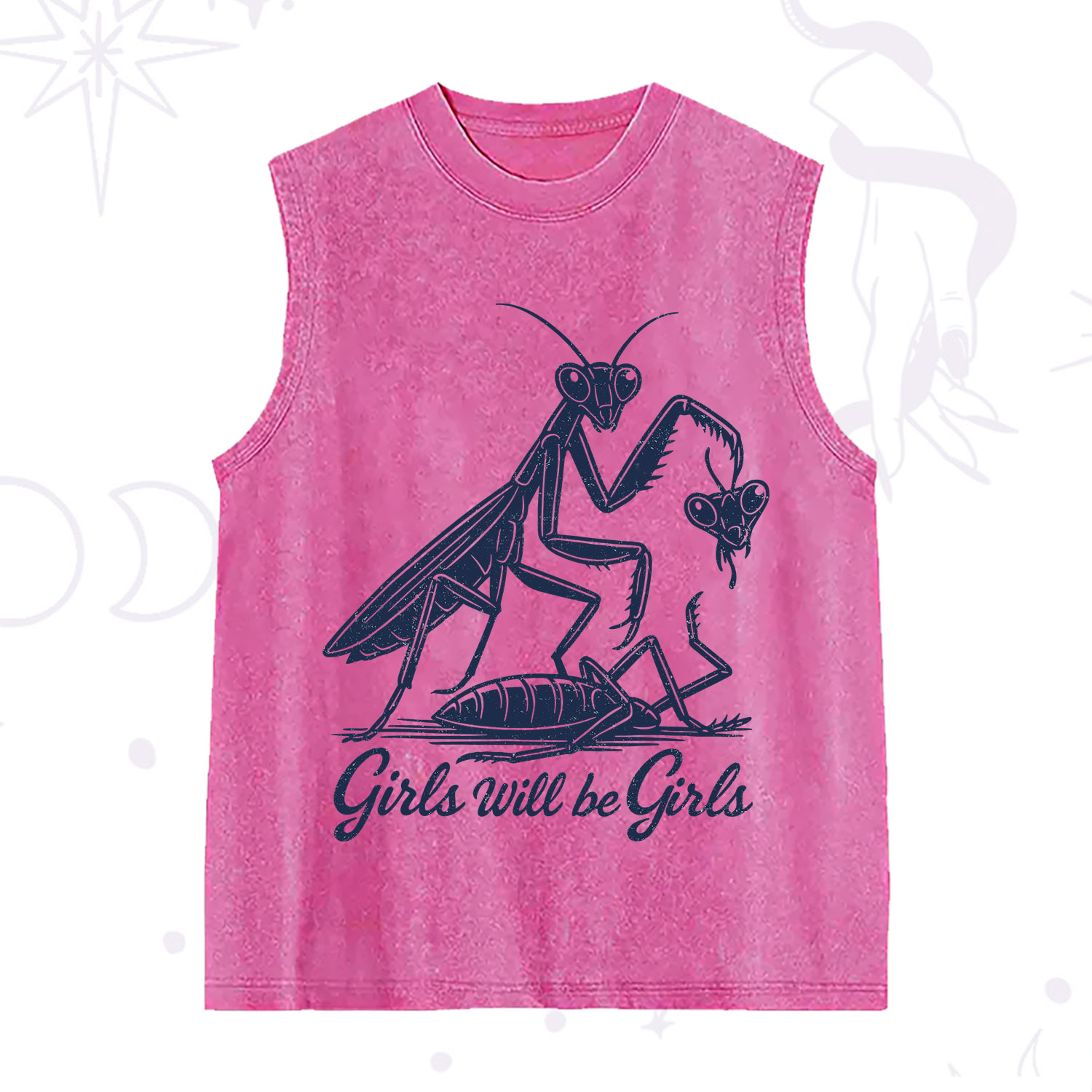 Purplehecate Girls Will Be Girls Praying Mantis Washed Tank