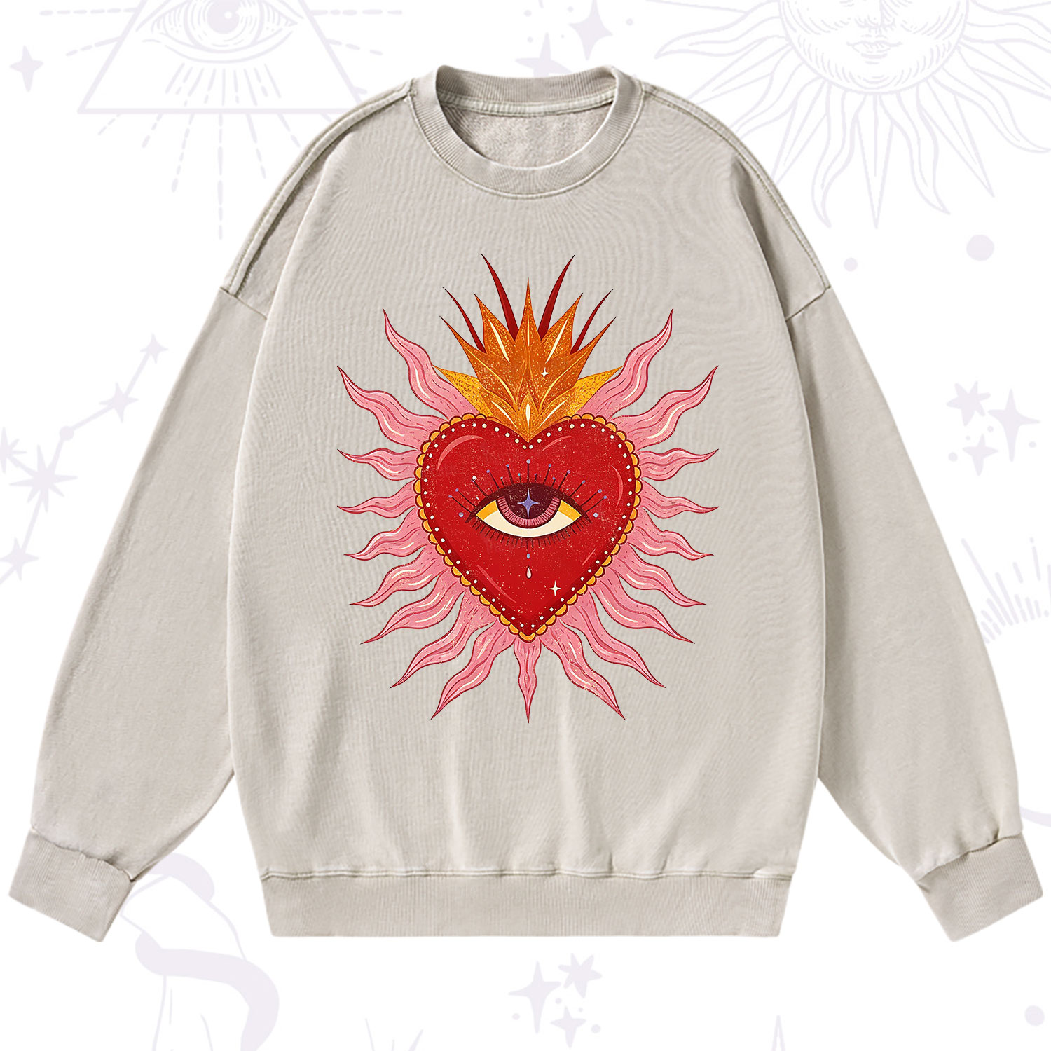 Purplehecate Sacred Flame Heart Washed Sweatshirt